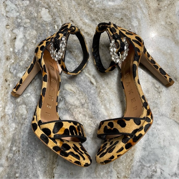 Ted Baker Claudel Genuine Calf-hair Leopard-print Ankle Strap Sandal Size 38 - Picture 5 of 11